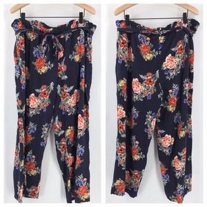LILI Sport Floral Polka Dot Pull On Ankle Pants